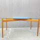 Table basse en verre avec cadre en bois, années 1960, Tchécoslovaquie