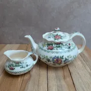 Vintage teapot and milk jug set Crown Ducal Chinese Garden – England