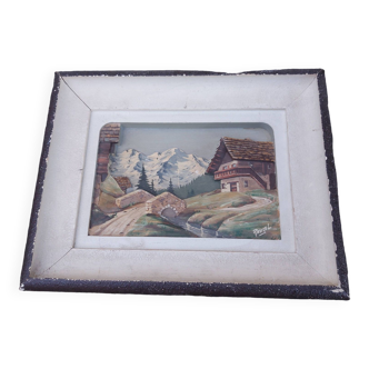 Carved wood painting, chalet decor by f raugel (popular art)