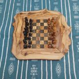 jeux d'échecs rustique en bois d'olivier fait main cadeau Noël