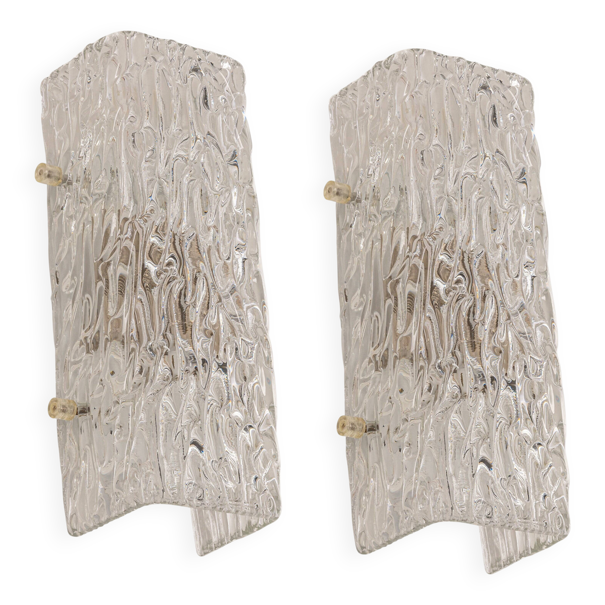 Pairs of Kalmar glass wall lights, Austria, 1960s.