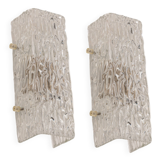 Pairs of Kalmar glass wall lights, Austria, 1960s.