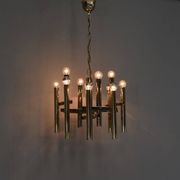 Italian brass chandelier 12 spot pendant lamp by Gaetano Sciolari, 1970s