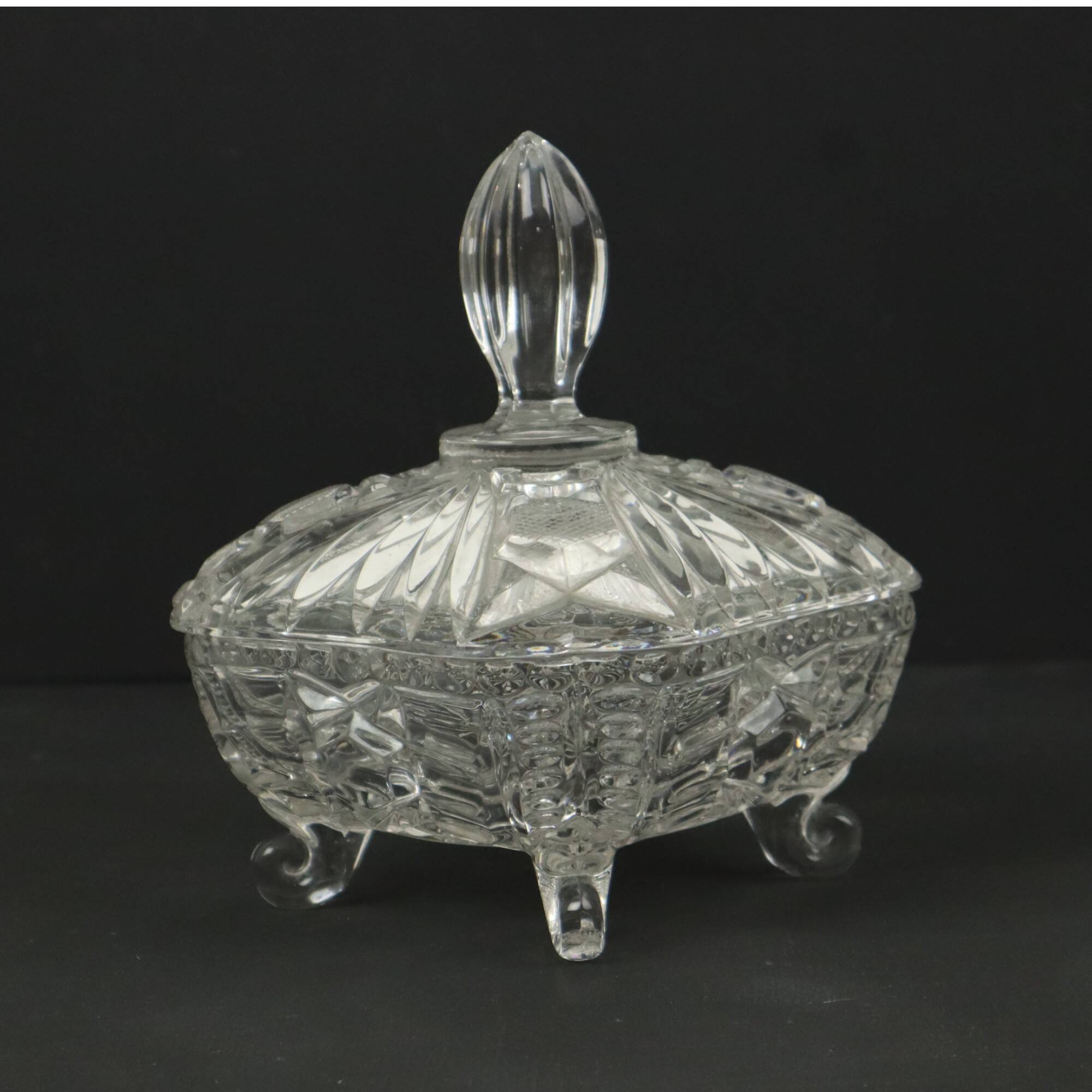 Vintage Crystal Bonbonnière Candy Jar with Lid Sixties