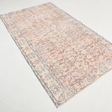 5x8 Faded Pink & Beige Floral Turkish Vintage Rug, 143x248 Cm