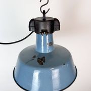 Industrial Blue Enamel Factory Lamp with Cast Iron Top, 1960s