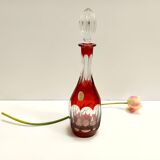Bohemian Transparent and Red Crystal Decanter Bottle by Dresden Crystal, Germany