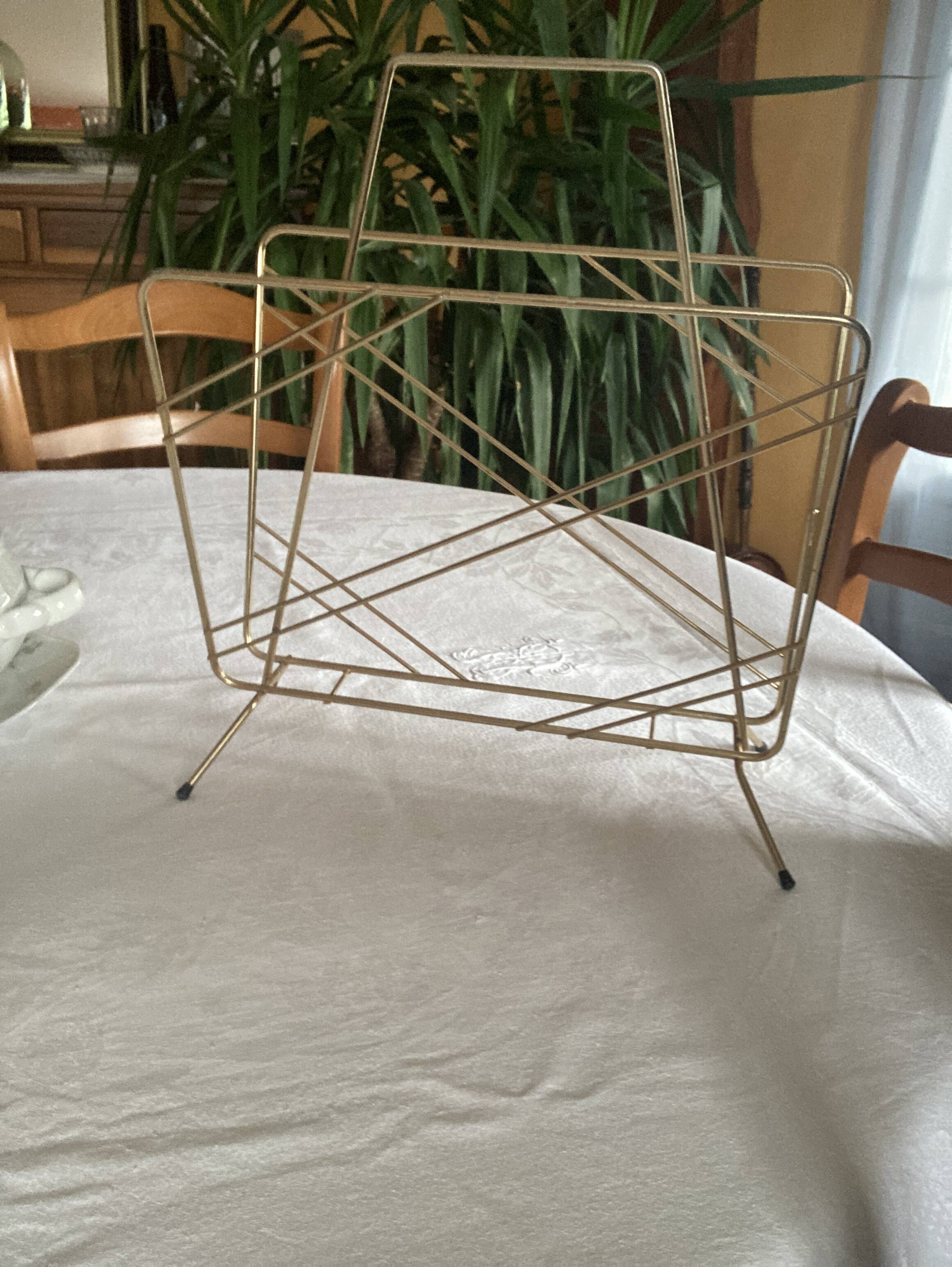 Vintage gold metal magazine rack