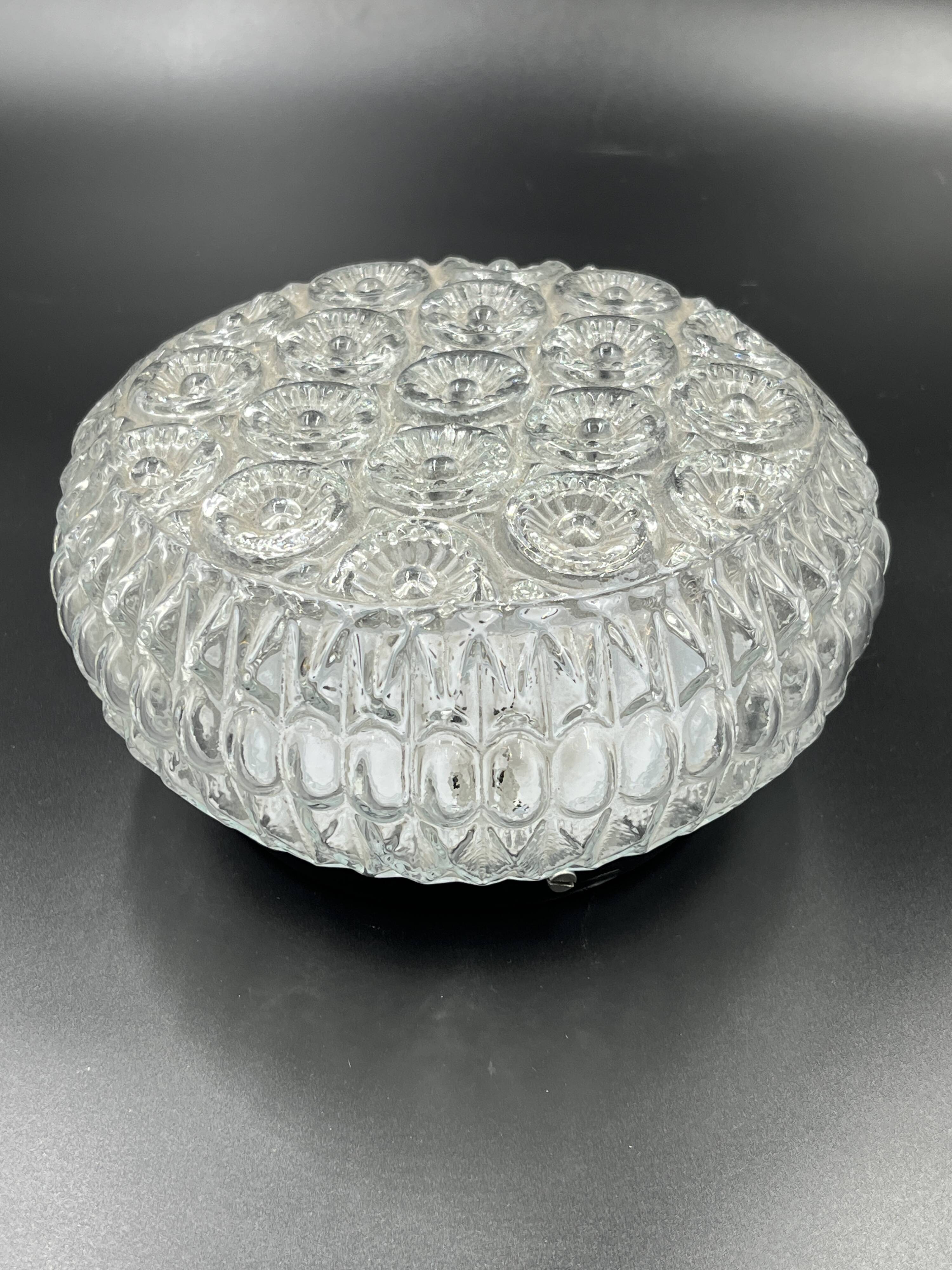 Glashütte Limburg vintage glass ceiling light rose