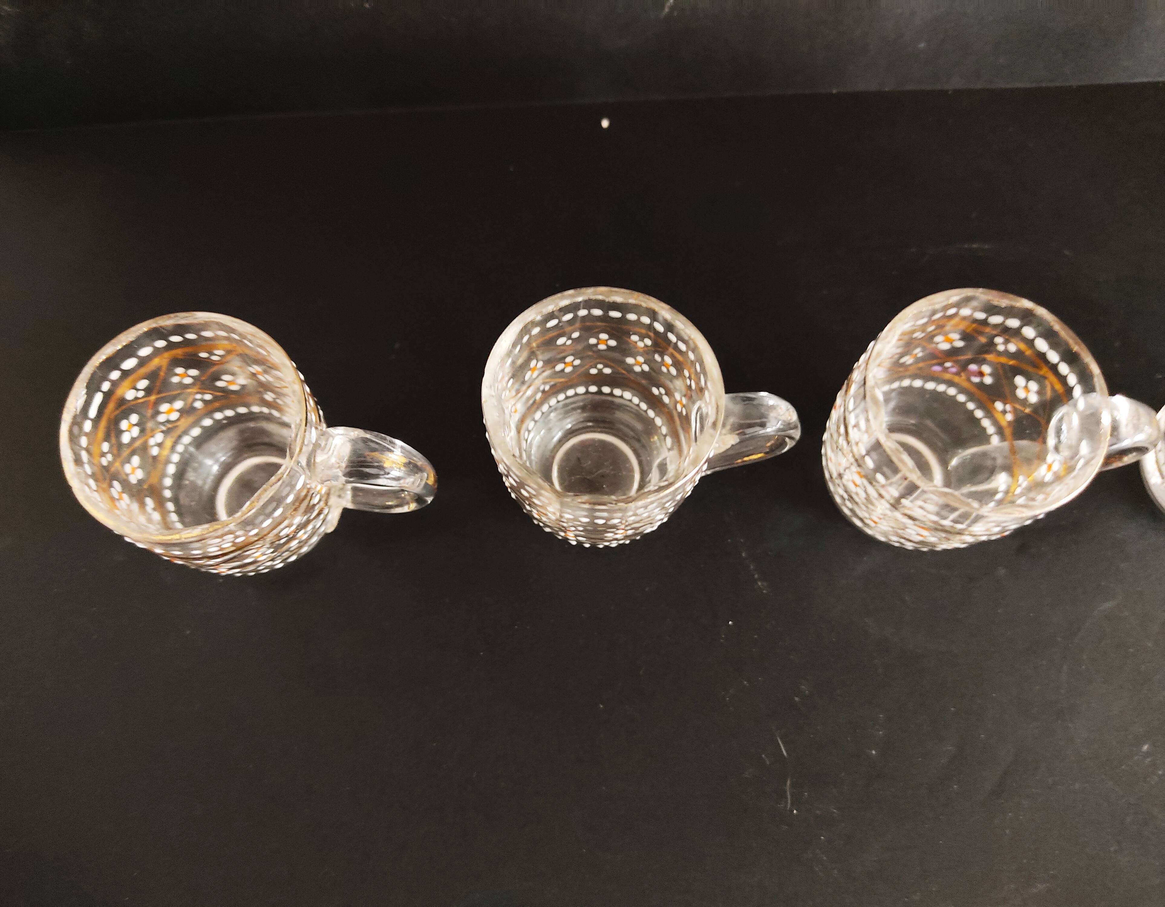 19th carafe liqueur service and 7 glasses