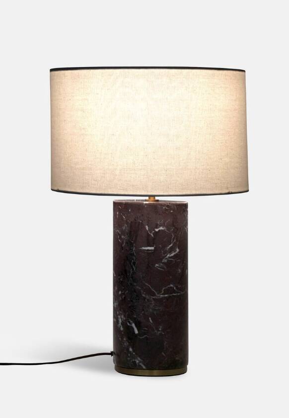 The Remi table lamp in red marble from Soho Home.