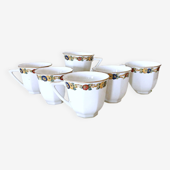 6 tasses à café porcelaine de Limoges Jean Boyer France vintage
