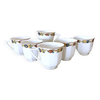 6 tasses à café porcelaine de Limoges Jean Boyer France vintage