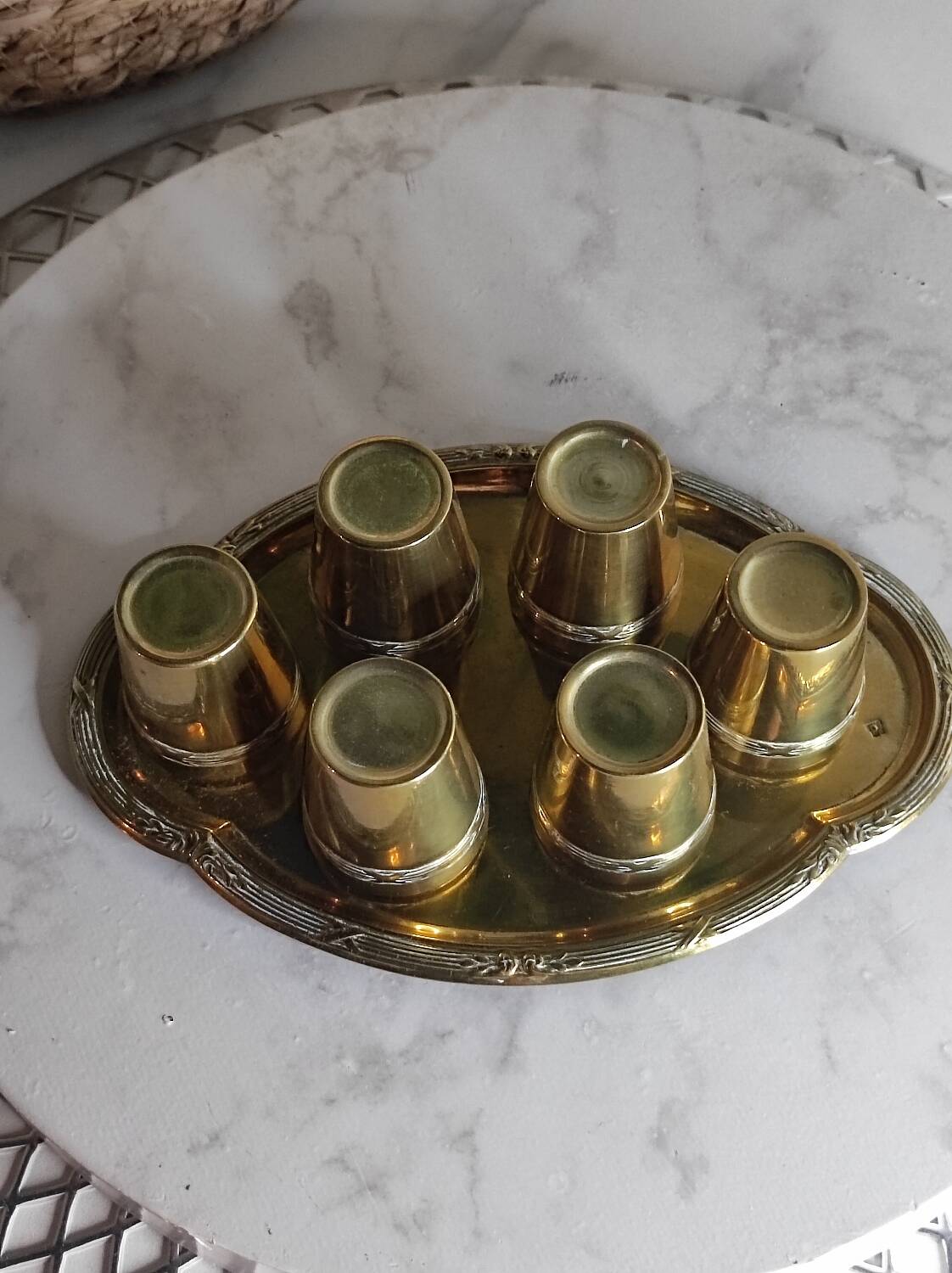 Brass liqueur service
