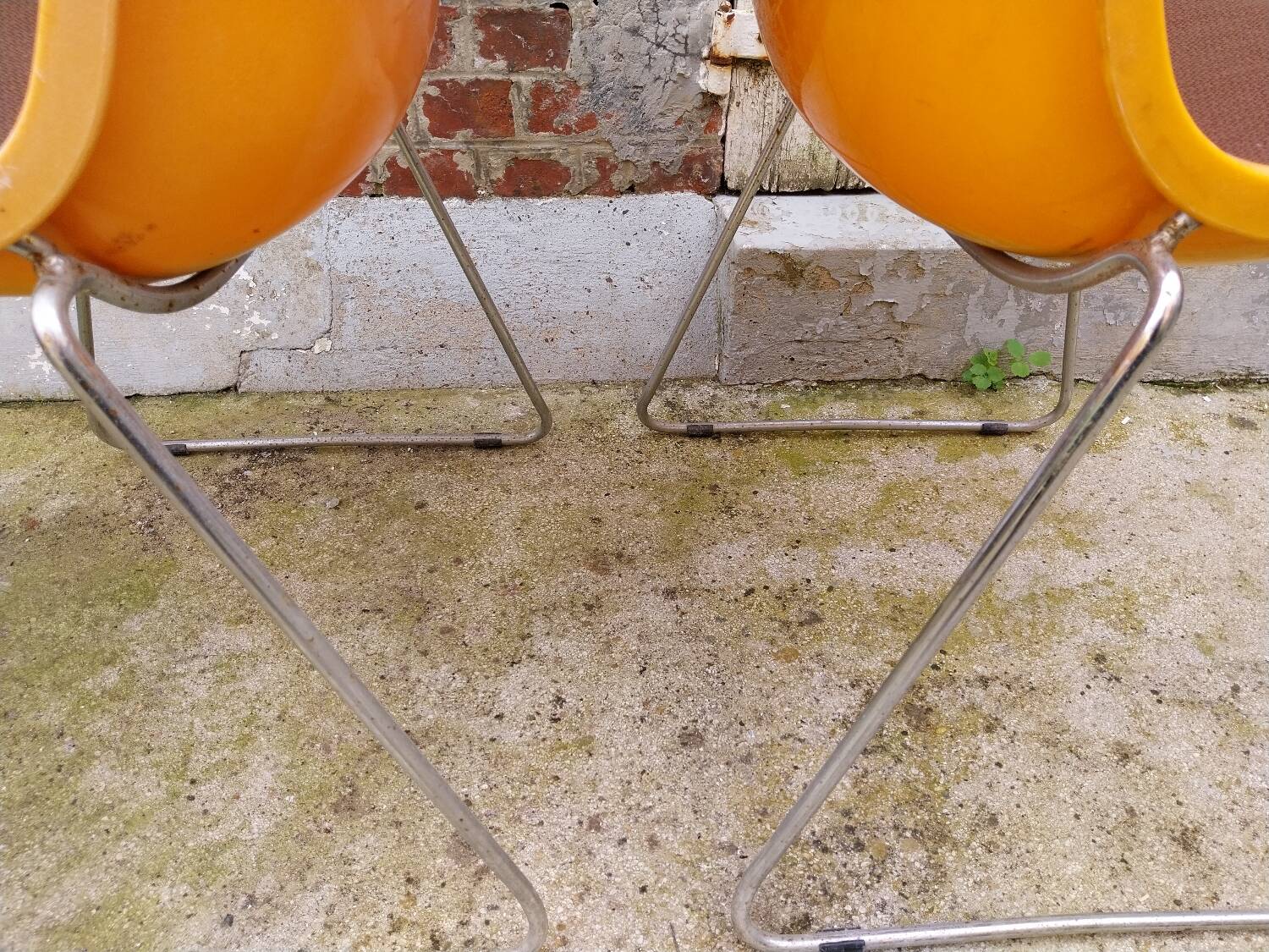Paire de chaises traineaux Orange