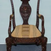 Heavily Carved Anglo-Indian Wooden Armchair