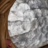 Vintage rattan and mother-of-pearl tray