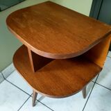 Vintage oak tripod bedside table