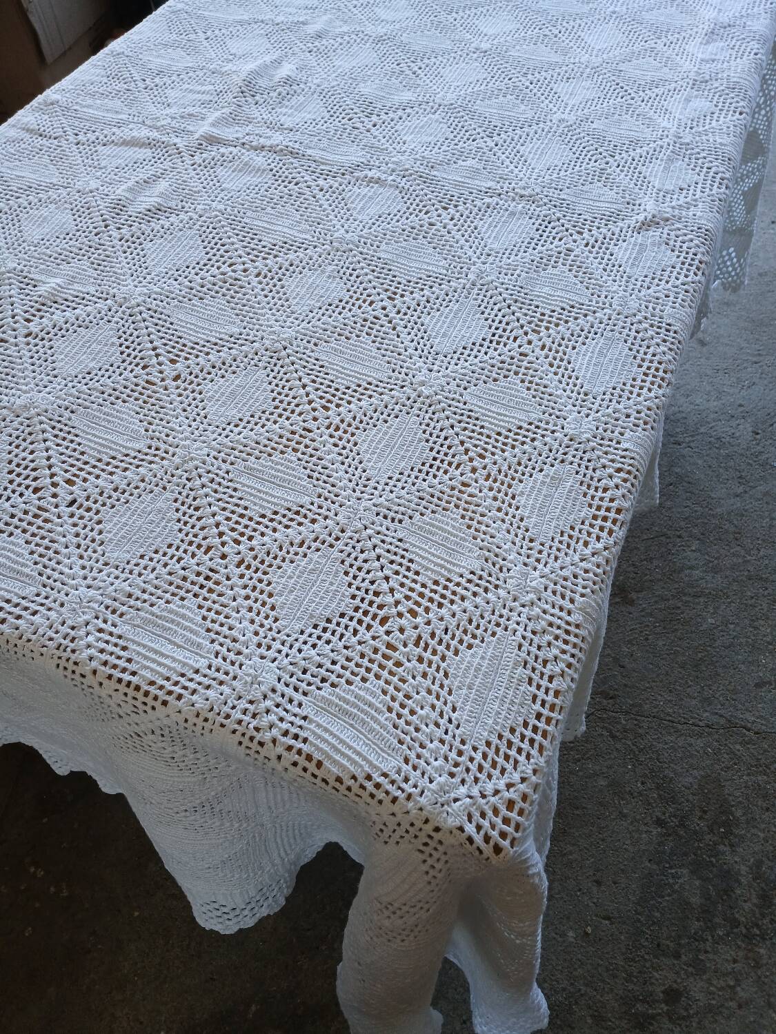 Handmade crochet antique bedspread