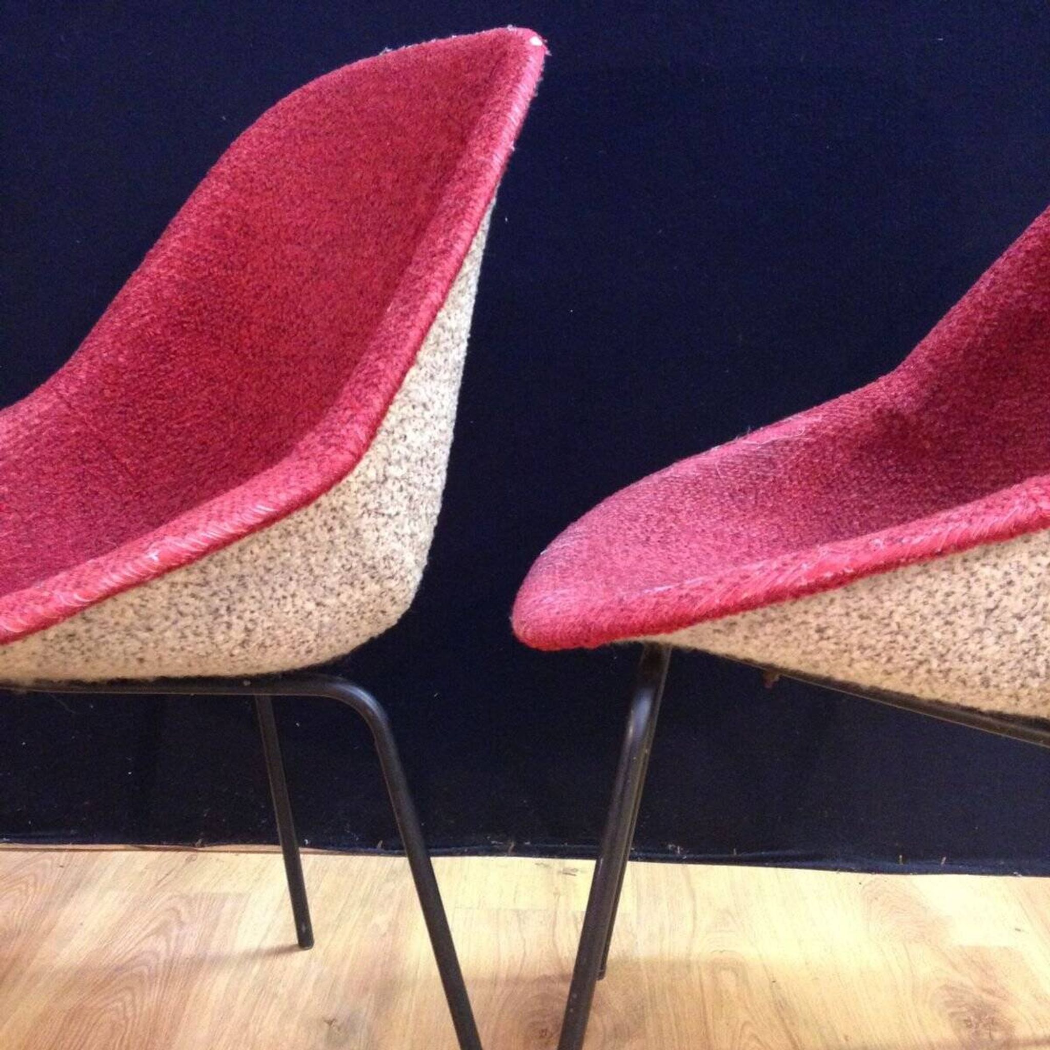 Set of pink chairs by Genevieve Dangles-Christian Defrance for Burov, 1950s