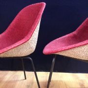 Set of pink chairs by Genevieve Dangles-Christian Defrance for Burov, 1950s