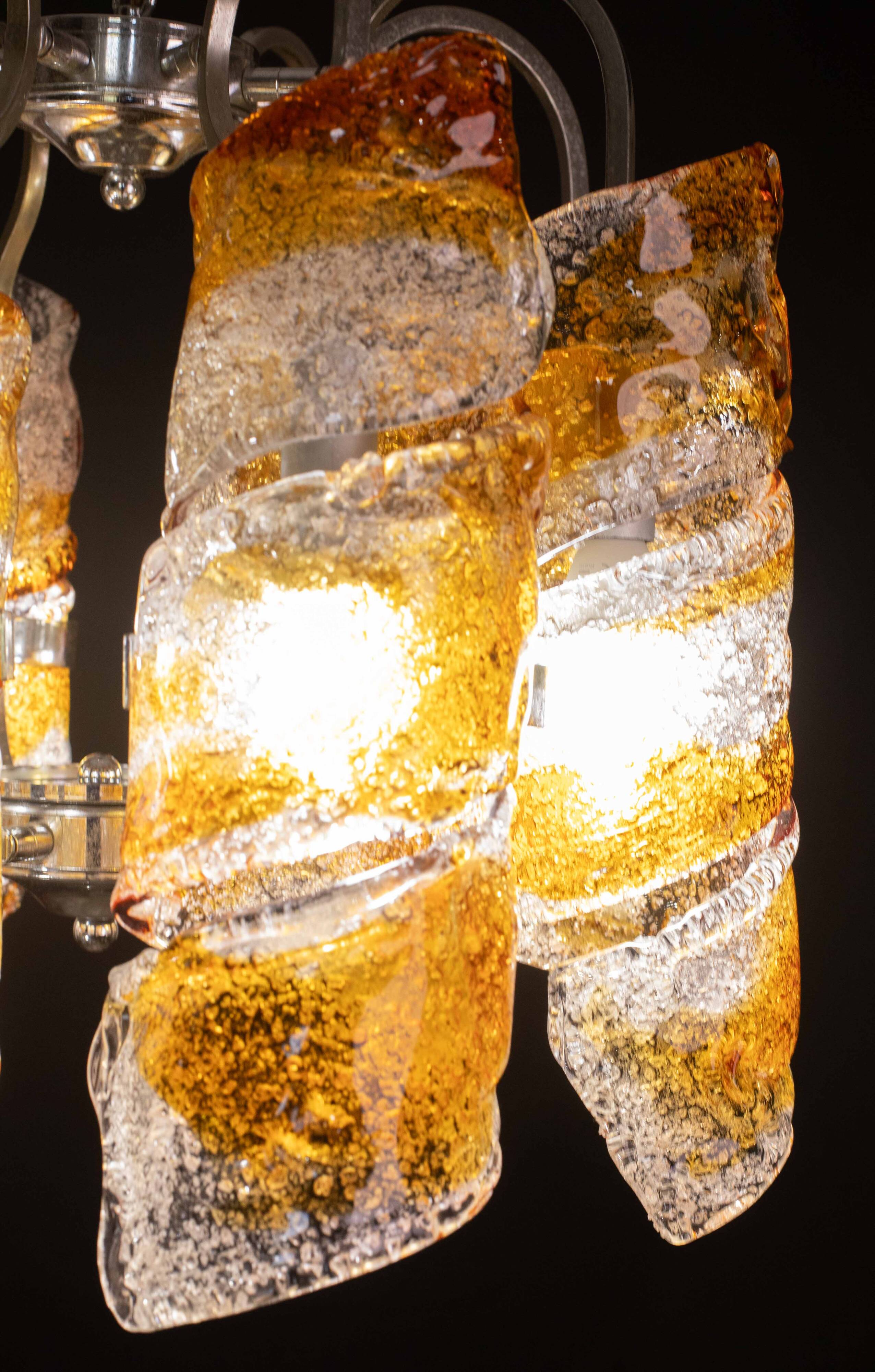 Italian Design "Twisters" Round Chandelier by Mazzega, 1970