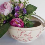 Soup pattern "Chevrefeuille" iron earth, Salins, porcelain