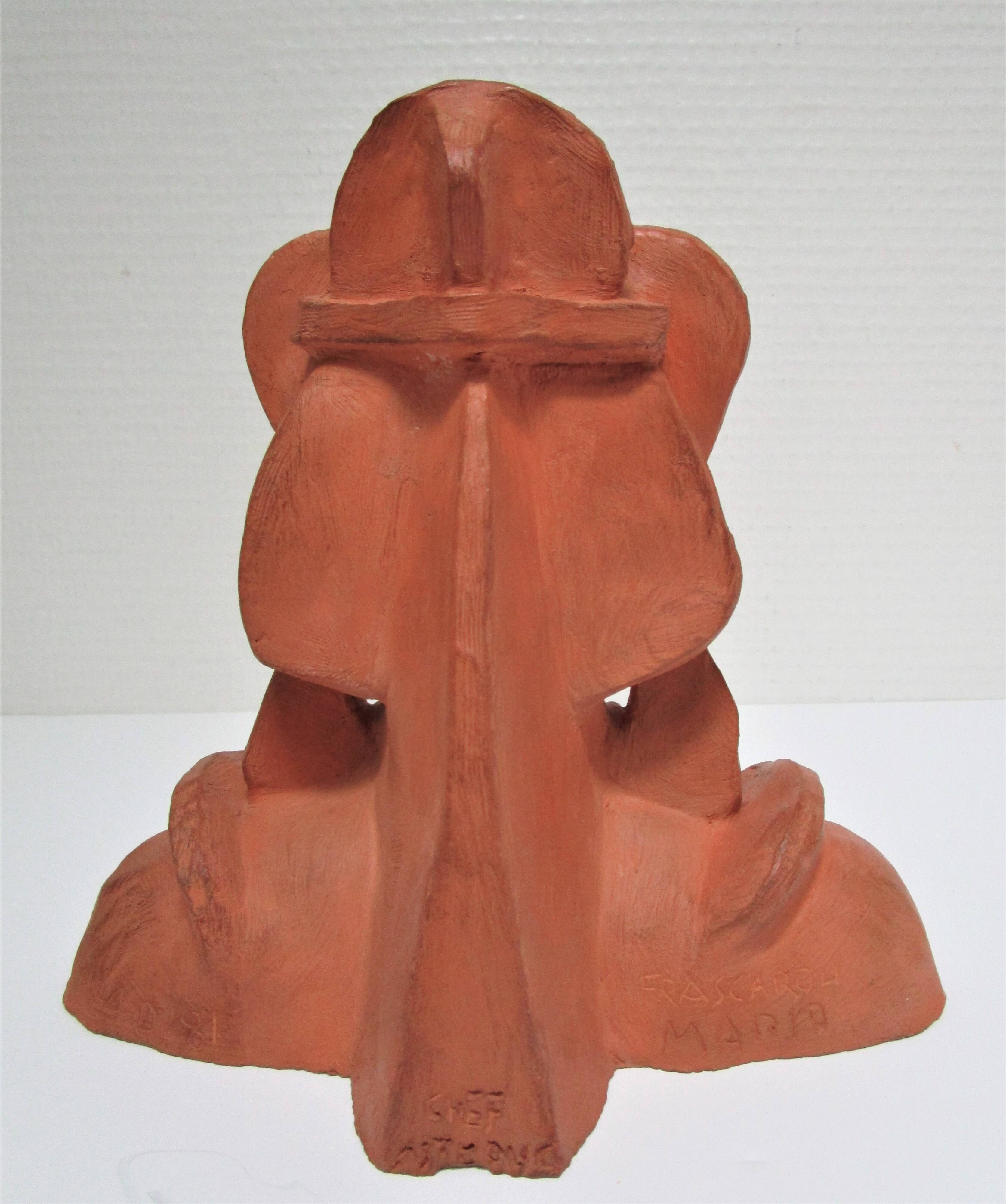 Sculptural Native American face candle holder signed Mario Frascaroli