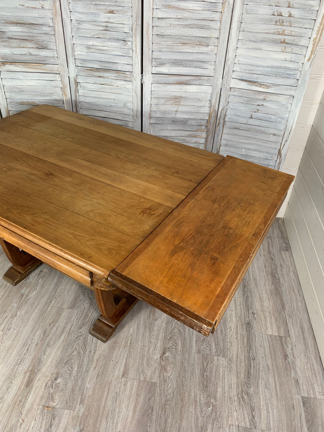 Table en chêne art déco avec rallonge 1920