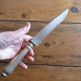 Old meat knife nineteenth century handle silver filled chiseled punch