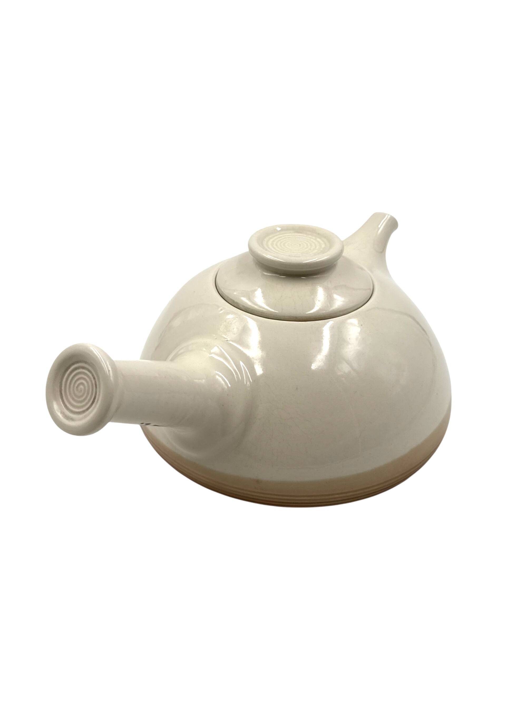 Mid-century Modern cream gres teapot, Franco Bucci Italy ca. 1970