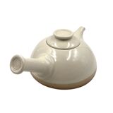 Mid-century Modern cream gres teapot, Franco Bucci Italy ca. 1970