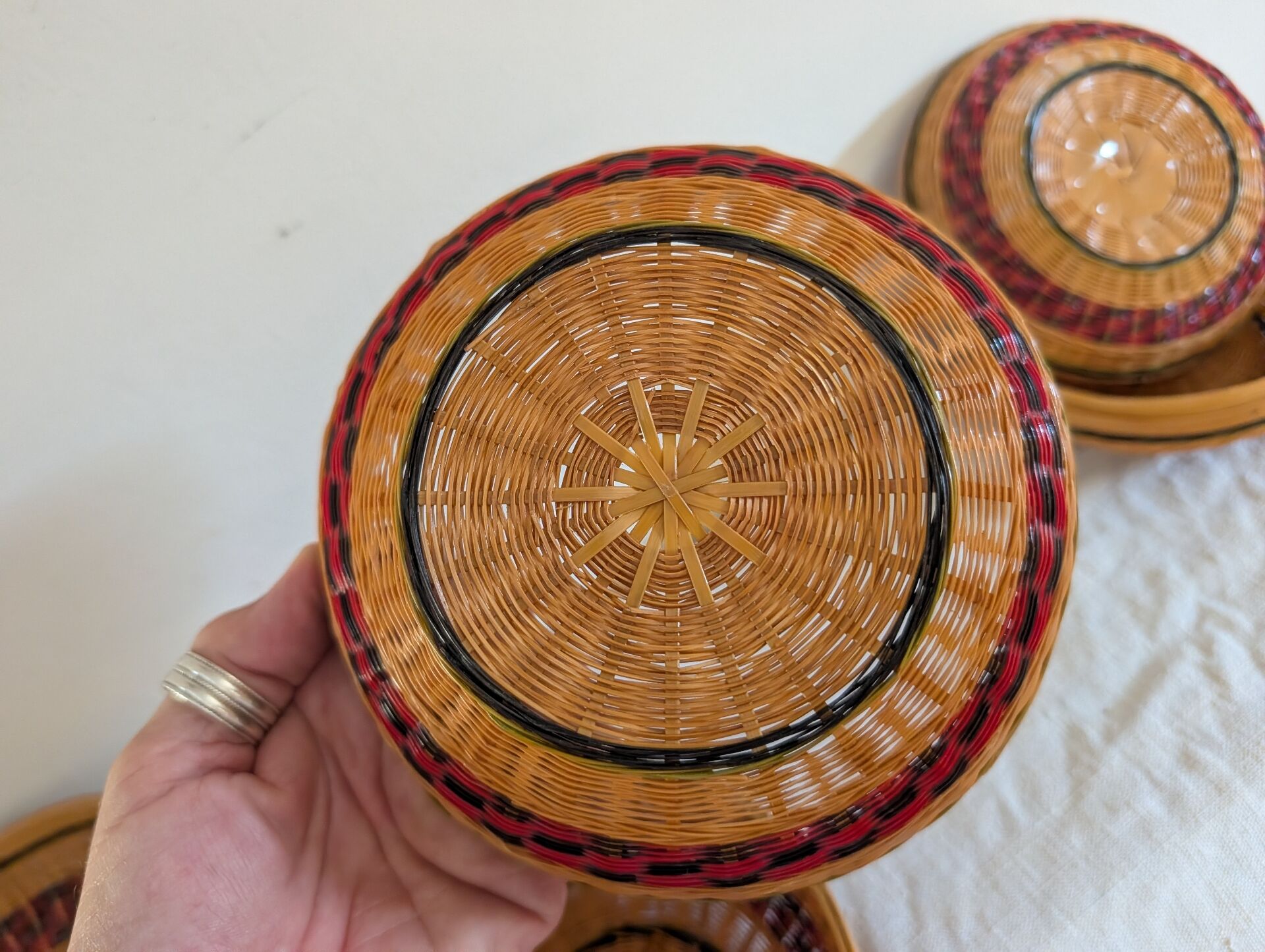 Set of three nesting bamboo boxes – China – 1980s