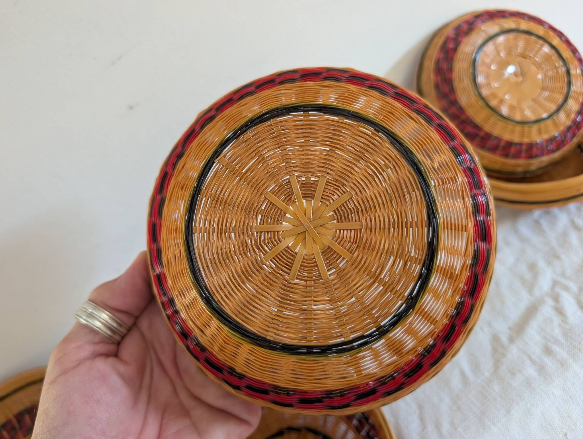 Set of three nesting bamboo boxes – China – 1980s