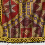 5x8 Burgundy & Yellow Vintage Kilim Rug, 160x258Cm