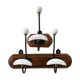 Set of two wooden and porcelain coat hooks