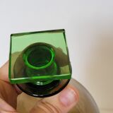 Carafe et 2 verres en verre vert et marron modèle original