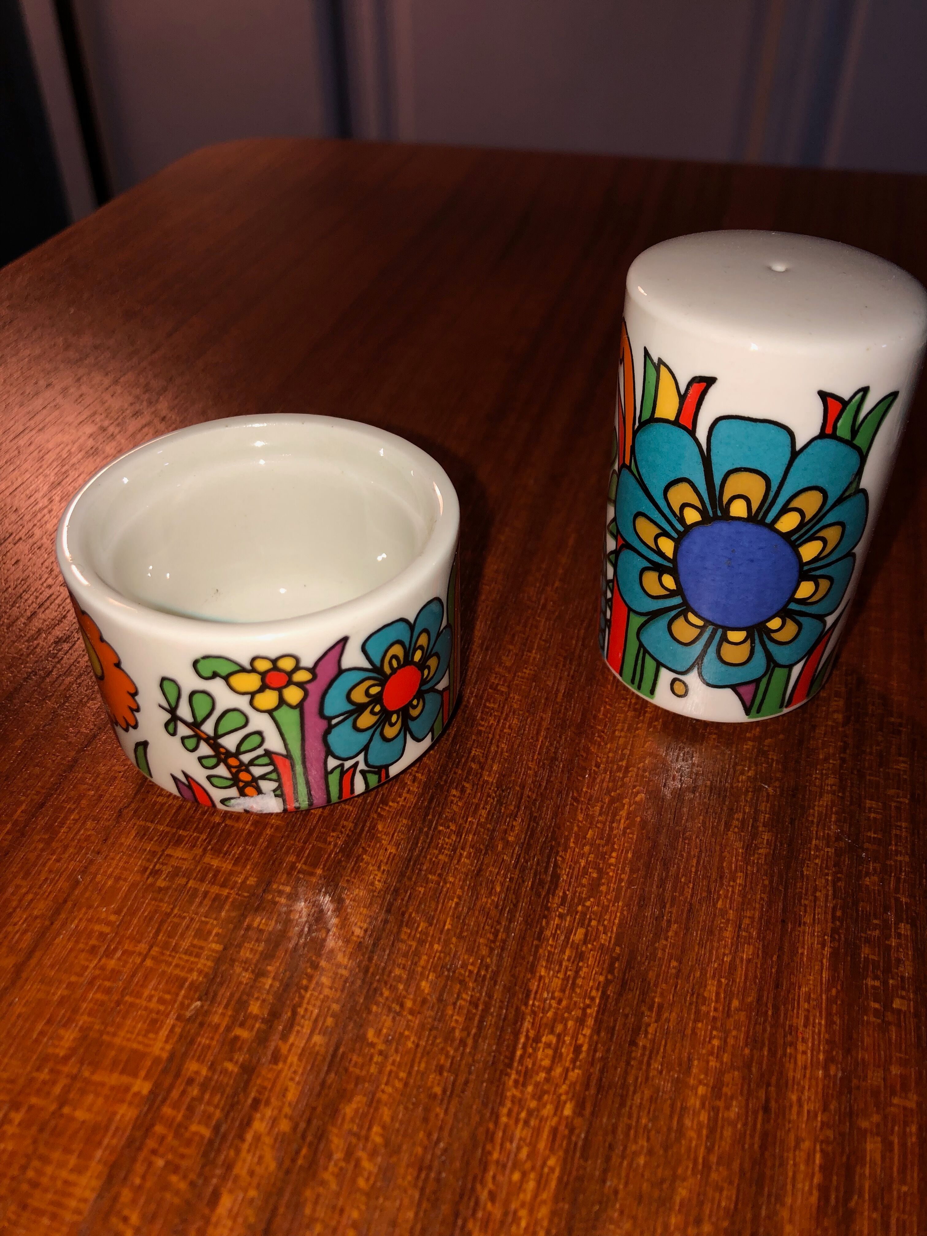 3 Coquetiers + salt shaker Villeroy Boch acapulco , vintage , ceramic