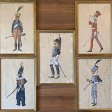 Paintings xix° portraits miltaire gouache uniform on ingres paper (cf. hergé)