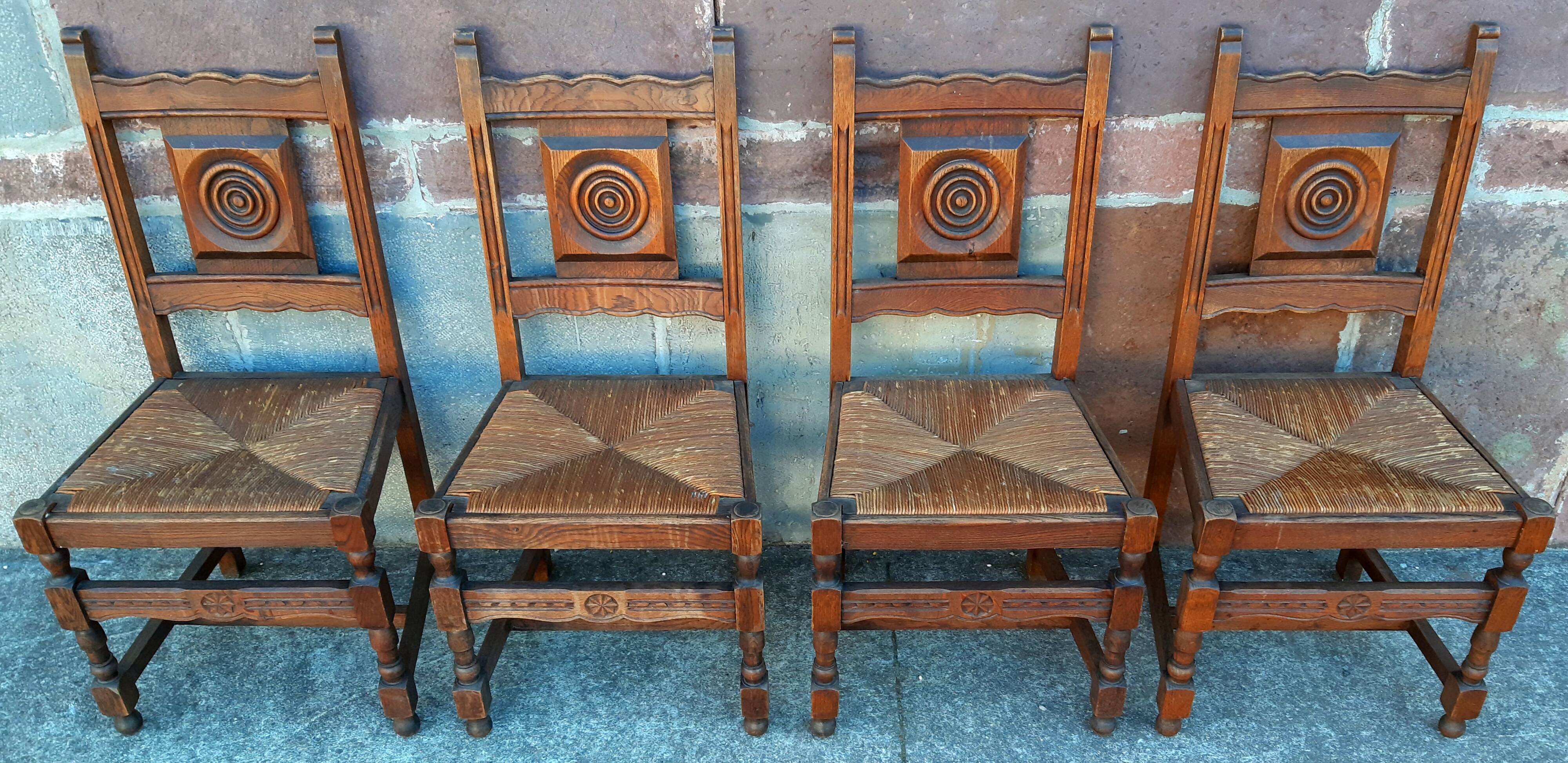4 Basque oak chairs