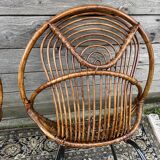 Pair of rattan armchairs, metal legs CIRCA 1950