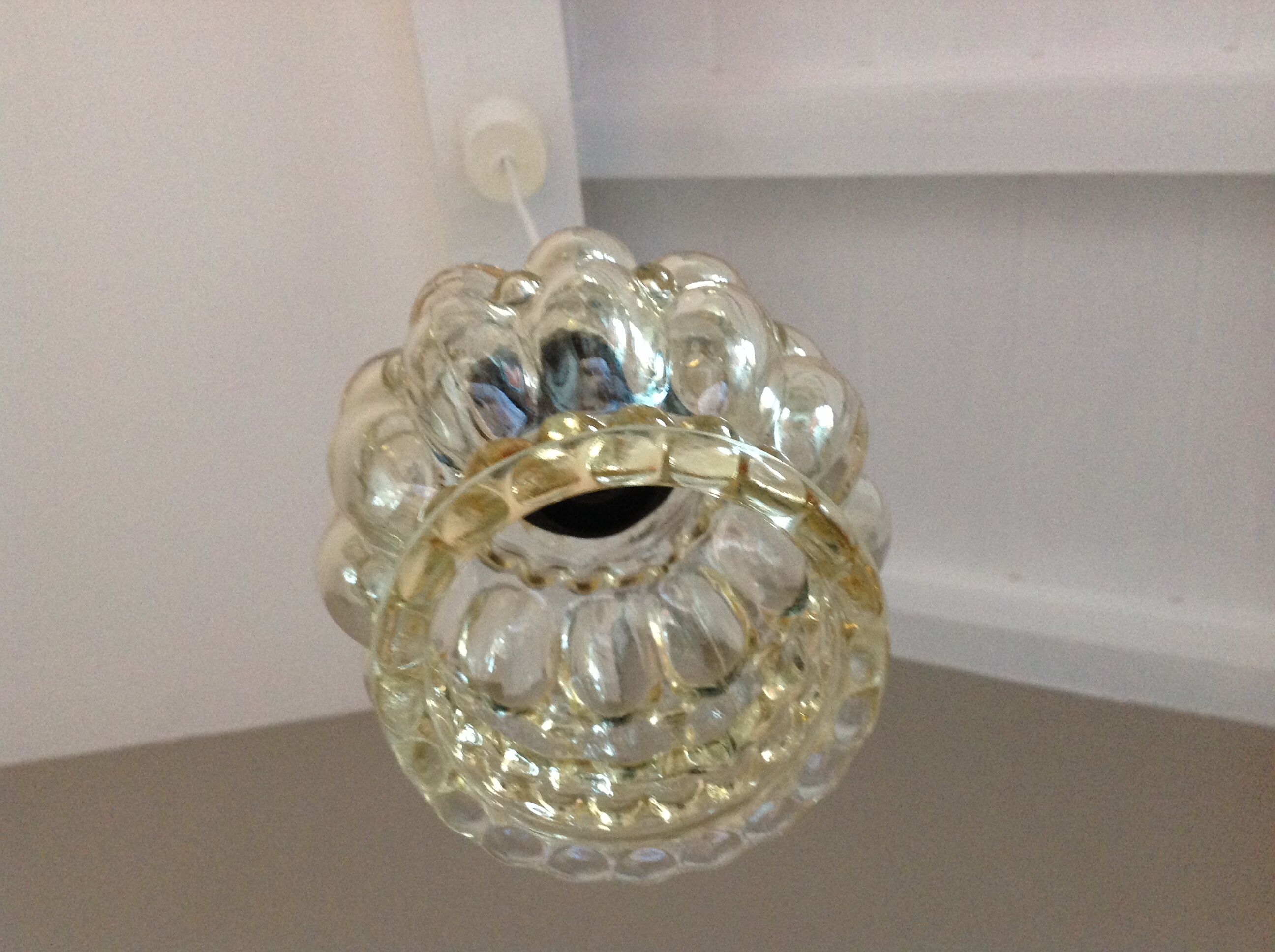 Amber bubbled glass walker / vintage 60s-70s