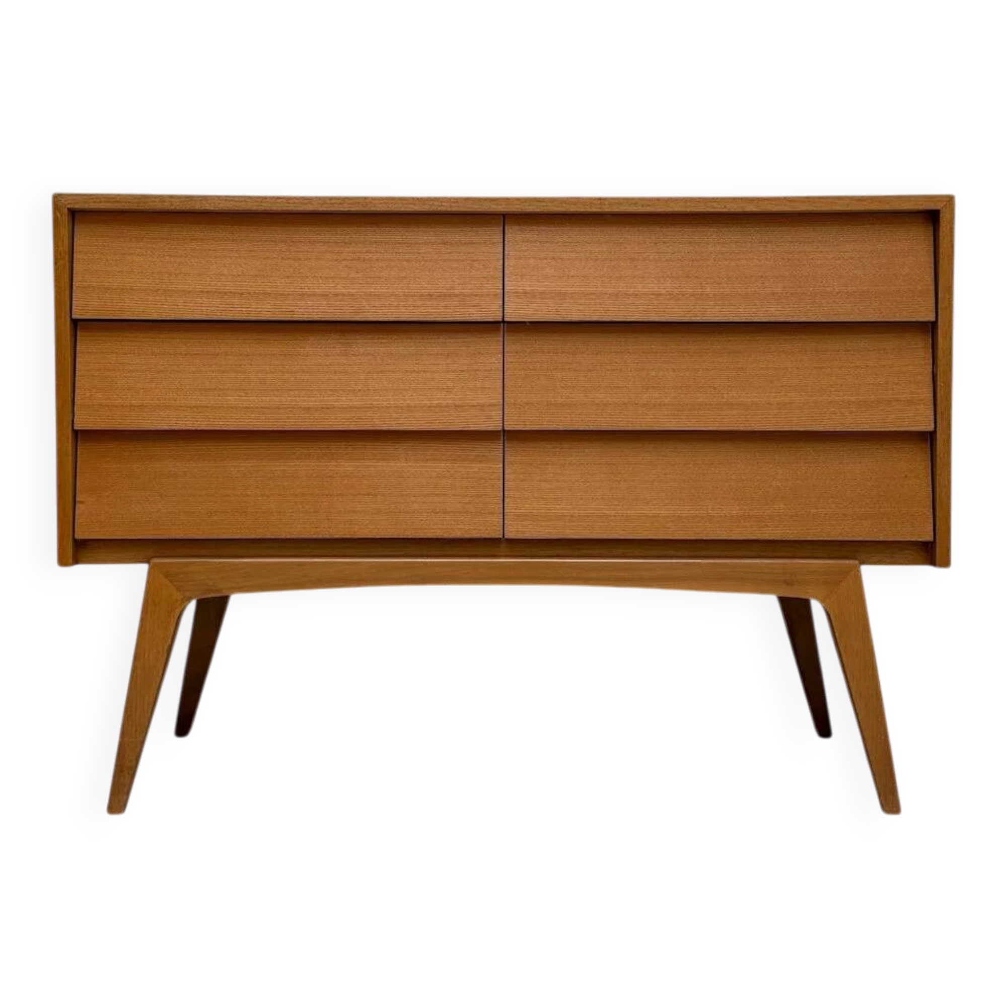 1950s vintage minimalist German walnut chest of drawers