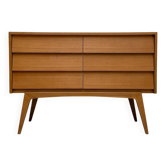 1950s vintage minimalist German walnut chest of drawers