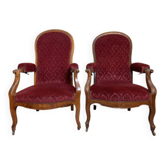 Paire de fauteuils à crémaillères  époque Louis Philippe