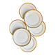 6 assiettes à dessert en porcelaine blanche et dorée