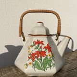 Japanese teapot 80s with flower and bamboo decoration