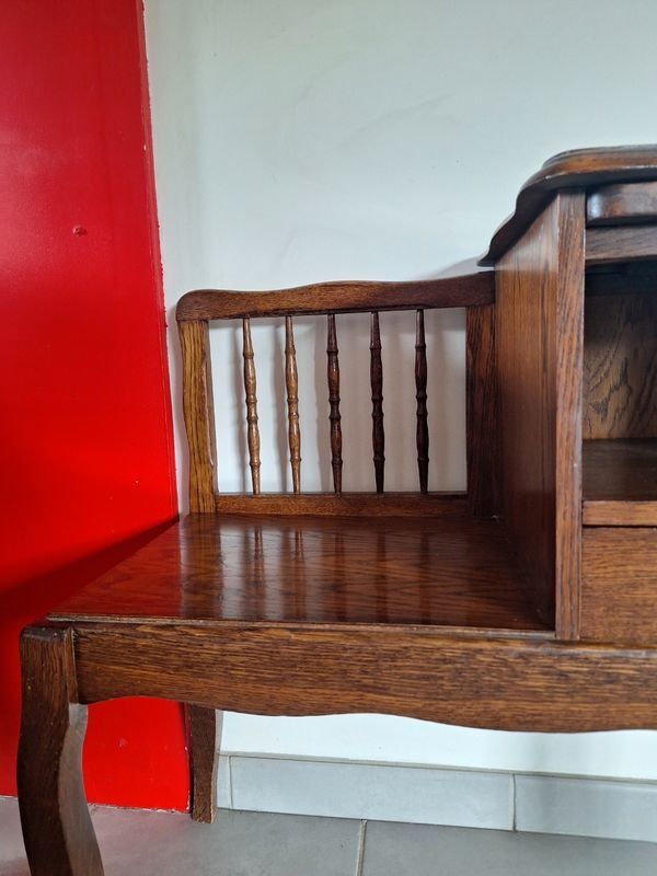 Vintage telephone bench in solid oak