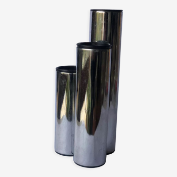 Vase triptyque 1970 en métal