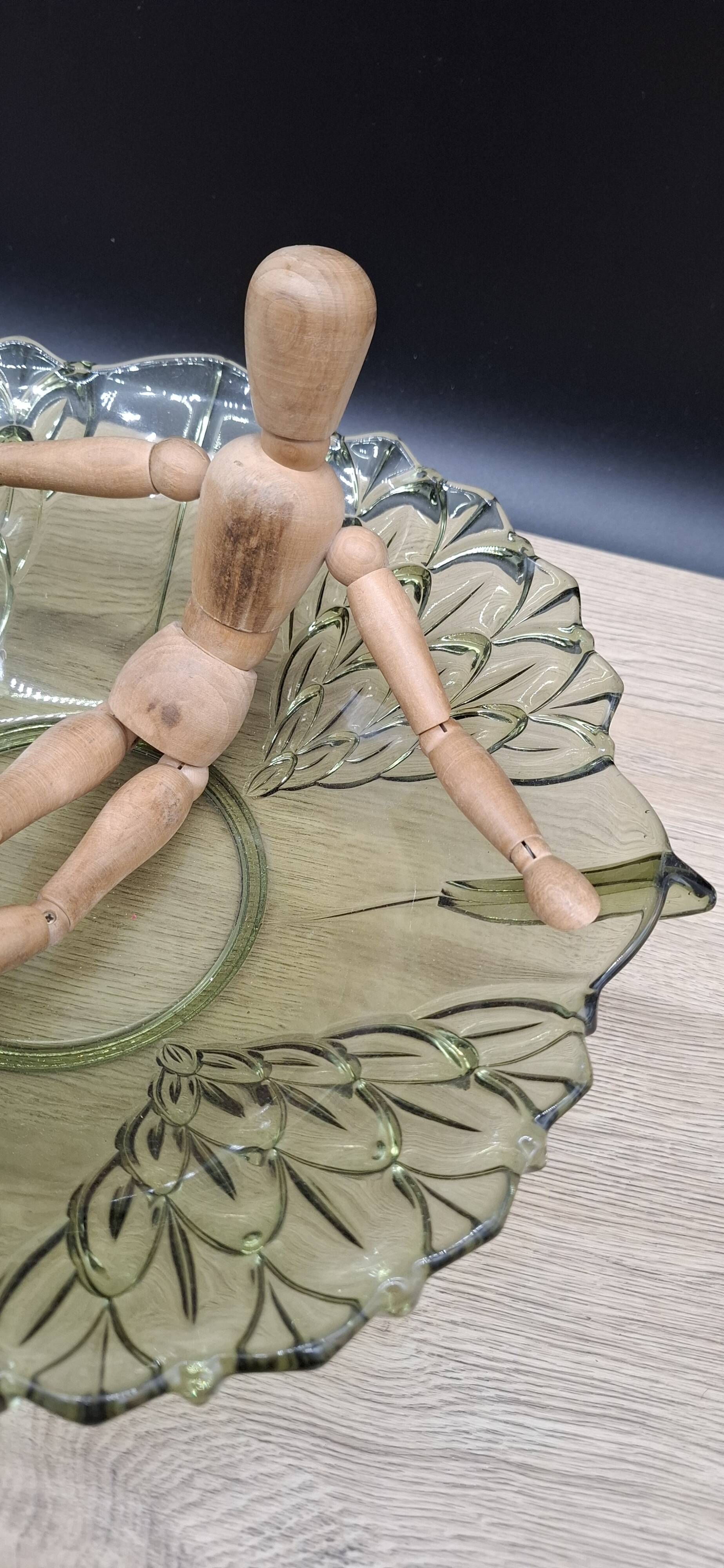 Manage khaki green glass flat salad bowl